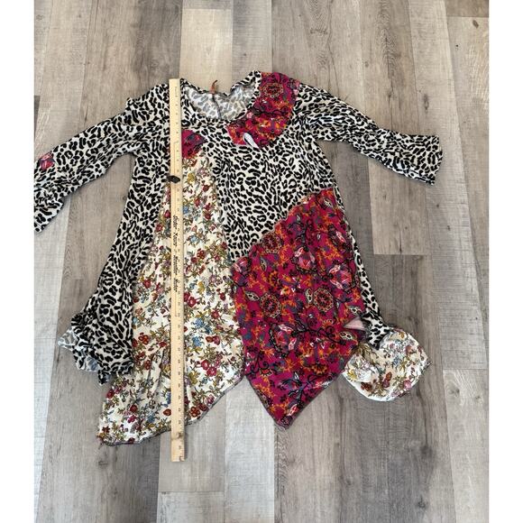 Emma Rose Women’s Patchwork Tunic Top Size M Leopard Floral Mixed Print Boho - Picture 11 of 11